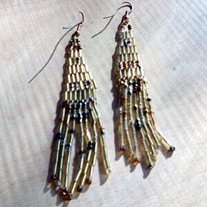 Gold tones Beaded Earrings for Peirced Ears 3" long
